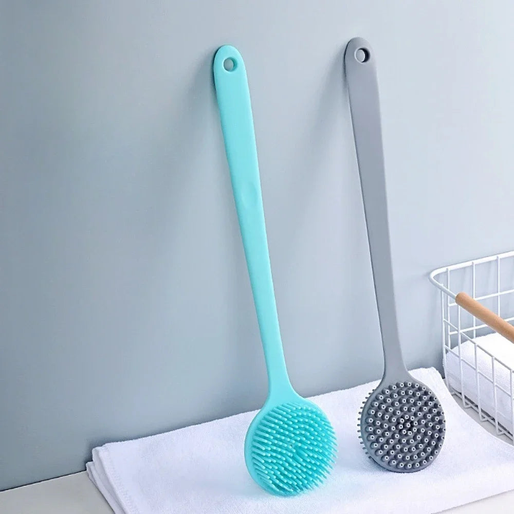 Double-Sided Silicone Back Scrubber Long Handle Long Handle Body Bath Brush Mud Back Scrubber Shower Massage Exfoliation Brush