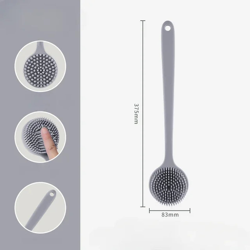 Double-Sided Silicone Back Scrubber Long Handle Long Handle Body Bath Brush Mud Back Scrubber Shower Massage Exfoliation Brush