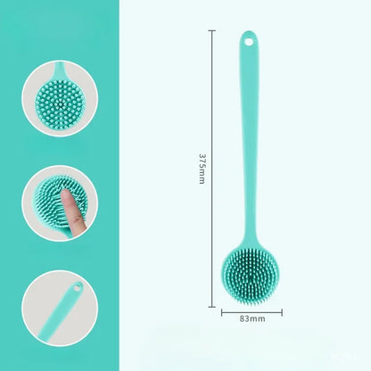 Double-Sided Silicone Back Scrubber Long Handle Long Handle Body Bath Brush Mud Back Scrubber Shower Massage Exfoliation Brush