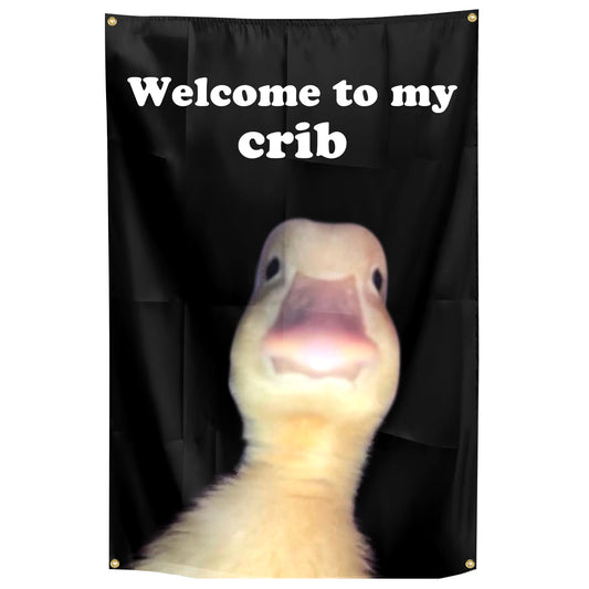 Welcome to My Crib Flag 2X3 Feet Funny Flags with 4 Shiny Brass Grommets for Tapestry Dorm Room Home College Decor